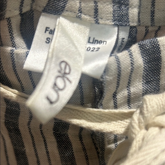 Elan blue & white Striped Wide Leg Pants with Drawstring - Picture 3 of 8